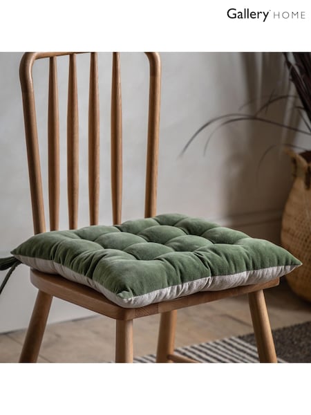 Gallery Home Green Cotton Velvet Seatpad (F28811) | £14