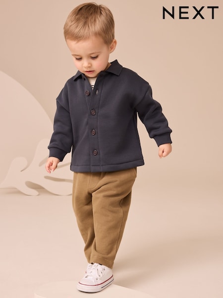 Navy Blue And Tan Shirt T-Shirt And Joggers Set 3 Piece (3mths-7yrs) (F28815) | £24 - £30