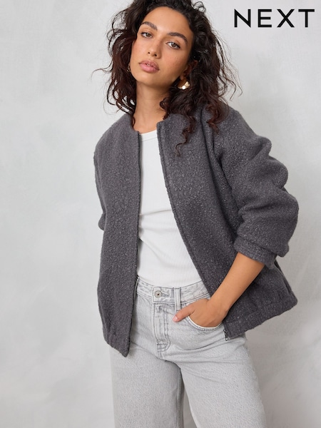Grey Brushed Bomber Jacket (F28826) | £54