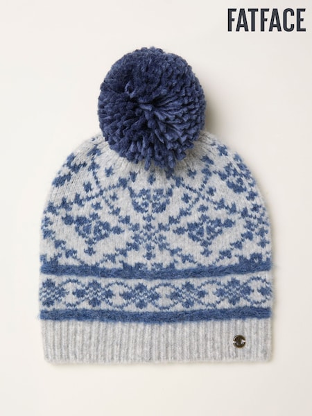 FatFace Grey Pattern Bobble Hat (F28849) | £25