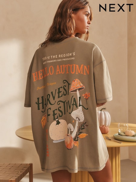 Khaki Green Autumn 100% Cotton Nightie (F28872) | £18