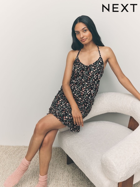 Navy Ditsy Print Slip Nightie (F28879) | £18