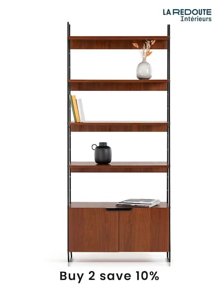 La Redoute Intérieurs WalnutBlack Watford Vintage Walnut Steel Shelving Unit H190cm (F28957) | £510