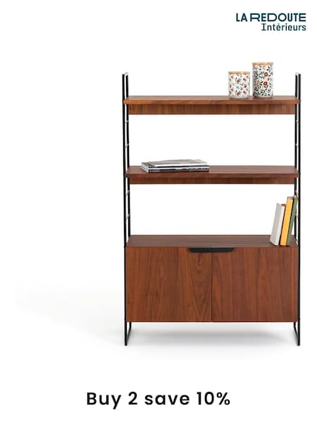 La Redoute Intérieurs Black Watford Vintage Steel  Walnut Shelving Unit H123cm (F28959) | £410
