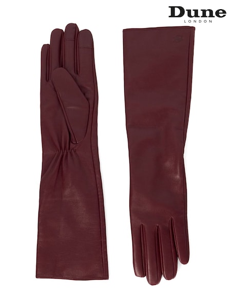 Dune London Red Impressive Long Leather Winter Gloves (F28968) | £60