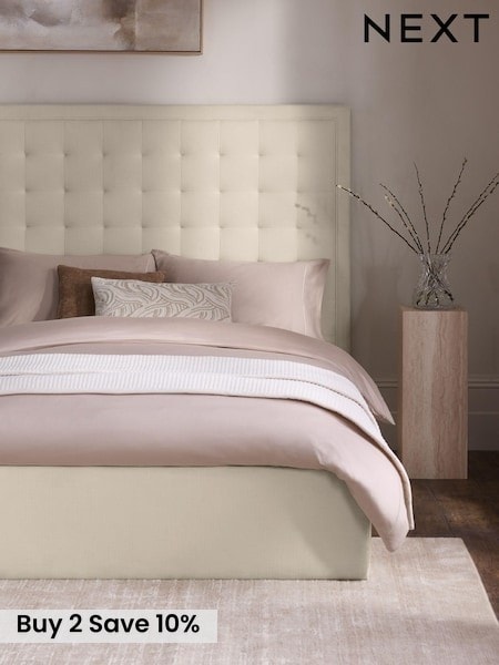 Natural Oyster Linen Look Chenille Winslow Upholstered Ottoman Storage Bed Ottoman Storage Bed Frame (F28993) | £865 - £1,065