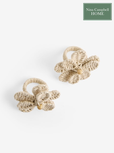 Nina Campbell Set of 2 Natural Woven Flower Napkin Rings (F28996) | £12