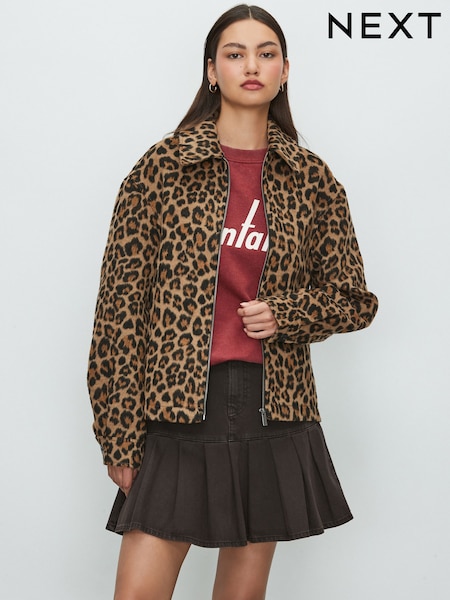 Animal Print Zip Through Jacket (F29045) | £46