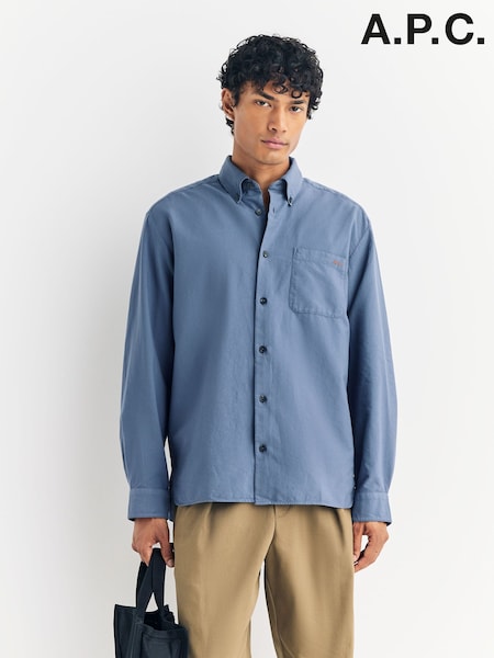 A.P.C. Blue Chemise Mateo Logo Shirt (F29110) | £200