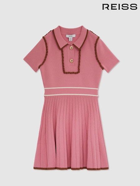 Reiss Pink Freeda Twist-Piped Knitted Dress (F29246) | £78