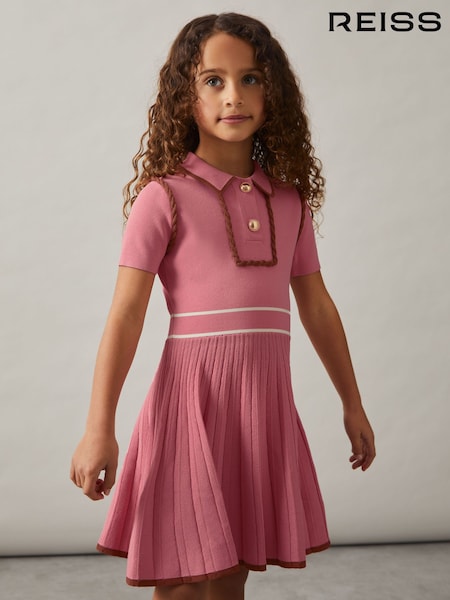 Reiss Pink Freeda Twist-Piped Knitted Dress (F29253) | £68