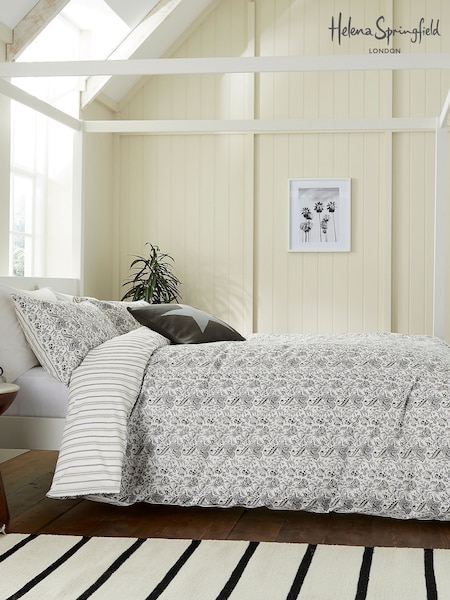 Helena Springfield Grey Linen Byron 100% Cotton Duvet Cover and Pillowcase Set (F29317) | £25 - £55