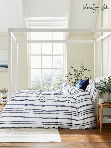 Helena Springfield Navy Clipped Stripe Duvet Cover and Pillowcase Set (F29363) | £50 - £85