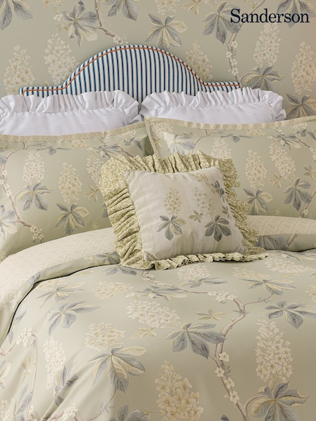 Sanderson Grey Blue Sage 100% Cotton Chestnut Tree Cushion (F29377) | £50