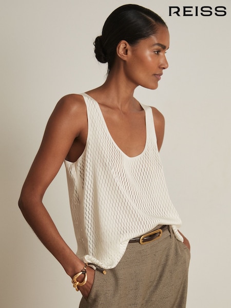 Reiss Cream Isabelle Atelier Laser Cut Vest Top (F29626) | £145
