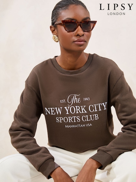Lipsy Brown Round Neck Sweatshirt (F29631) | £36
