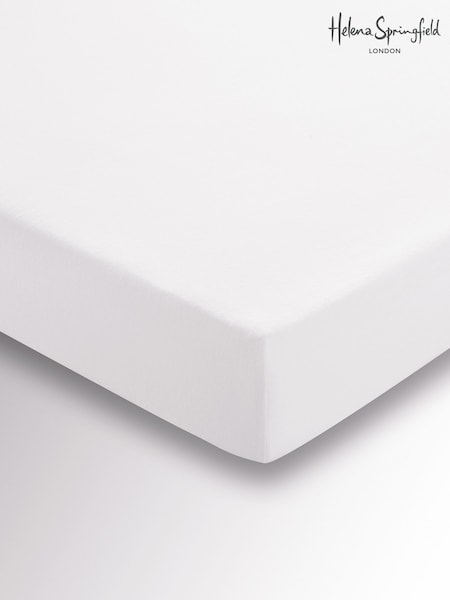 Helena Springfield White Brushed Plain Dye Fitted Bed Sheet (F29633) | £17 - £23