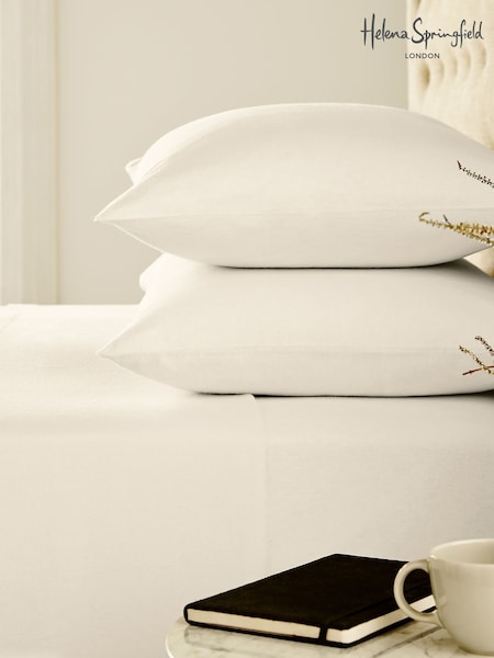 Helena Springfield Ivory Brushed Plain 100% Cotton Dye Standard Pillowcases Pair (F29637) | £9.50