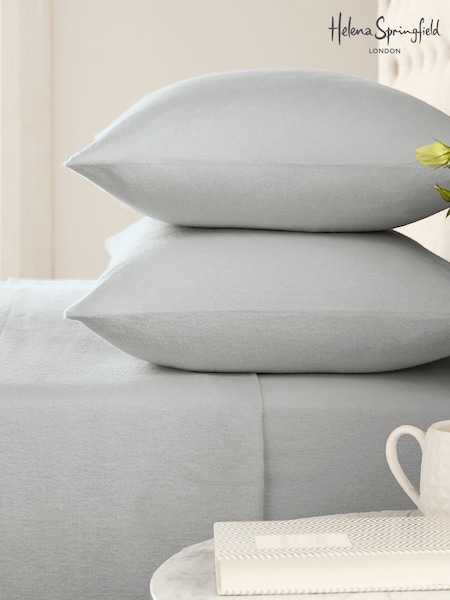 Helena Springfield Silver Brushed Plain Dye Fitted Bed Sheet (F29640) | £17 - £23