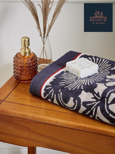 Bedeck of Belfast Navy Linen Brick Red Stafford 100% Cotton Towel (F29642) | £15 - £45