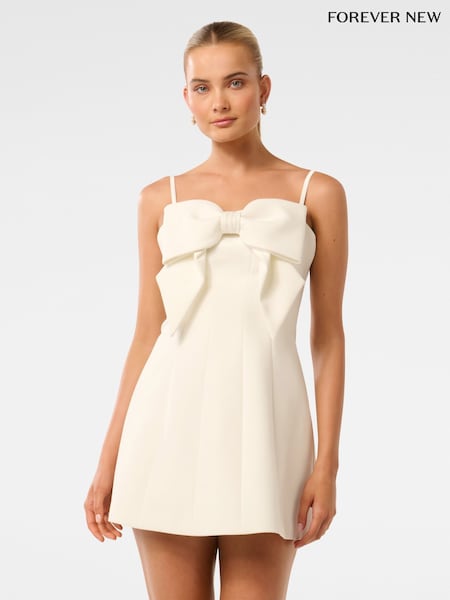 Forever New White Hayley Bow Front Mini Dress (F29655) | £110