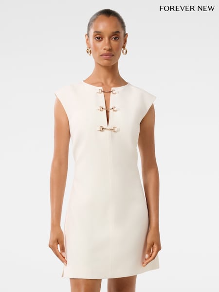 Forever New White Clover Petite Snaffle Detail Mini Dress (F29675) | £90
