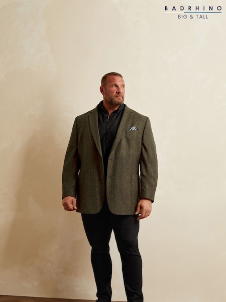 BadRhino Big & Tall Brown Tweed Checked Suit Jacket (F29689) | £120