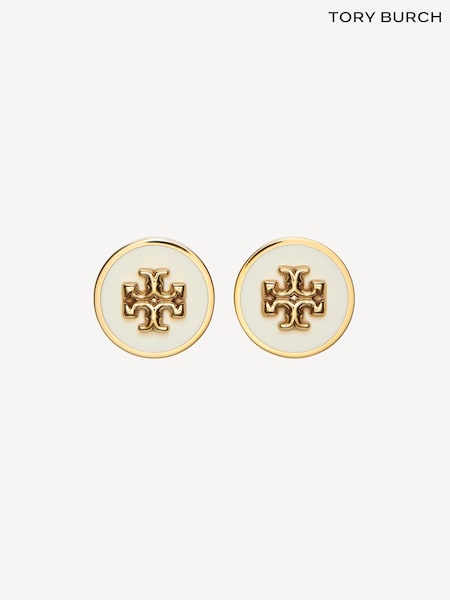 Tory Burch Gold Tone Kira Enamel Circle Stud Earrings (F29799) | £110