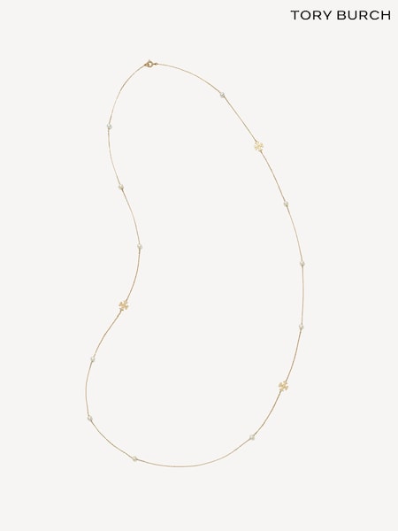Tory Burch Gold Tone Long Kira Pearl Necklace (F29806) | £210
