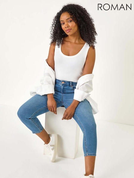 Roman Blue Petite Slim Crop Stretch Jeans (F29822) | £36