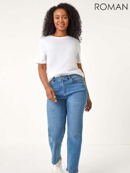 Roman Blue Petite Stretch Straight Leg Trousers (F29849) | £40