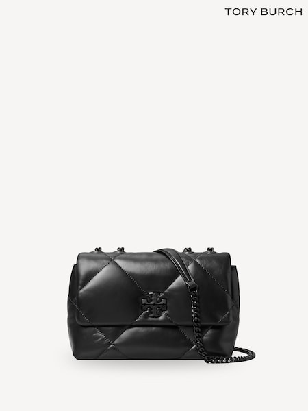 Tory Burch Black Kira Diamond Quilt Powder Coated Small Convertible Shoulder Bag (F29938) | £595