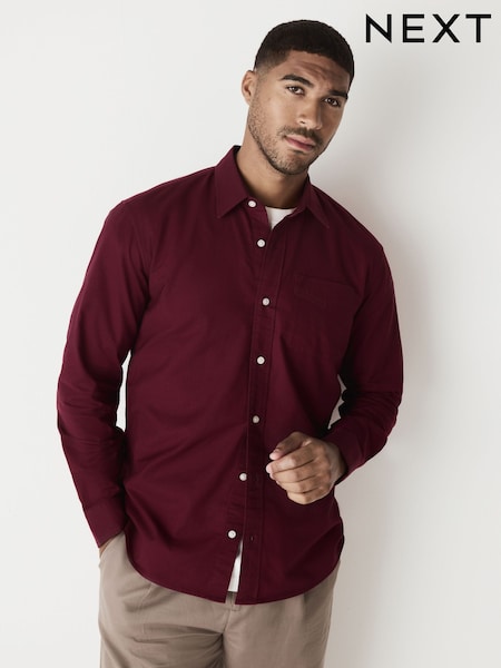 Burgundy Red Slim Fit Long Sleeve Oxford Shirt (F29946) | £26