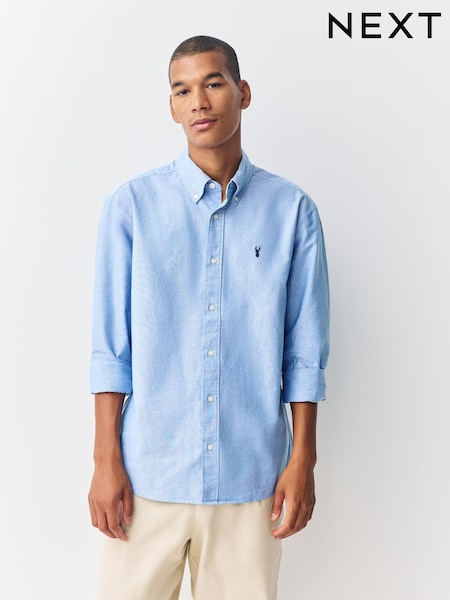 Light Blue Slim Fit Long Sleeve Oxford Shirt (F29964) | £26