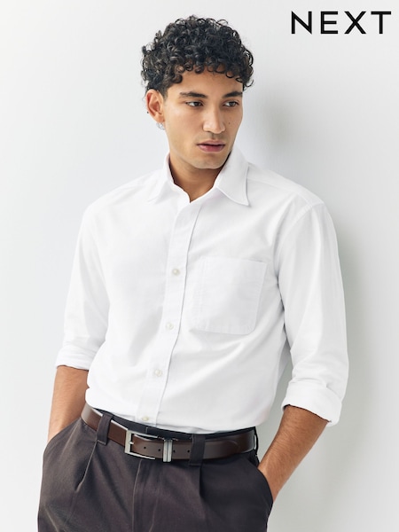 White Slim Fit Long Sleeve Oxford Shirt (F29978) | £26