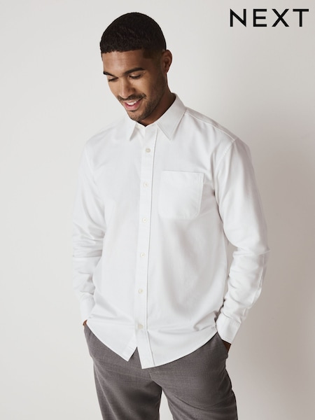 White Regular Fit Long Sleeve Oxford Shirt (F29998) | £26