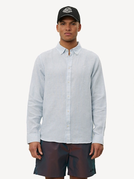 Les Deux Blue Konrad Stripe Linen Shirt (F30278) | £100