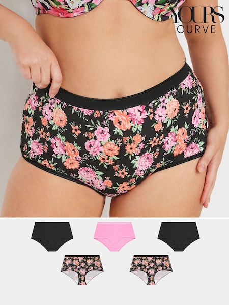 Yours Curve Pink Stretch Full Briefs 5 Pack (F30320) | £19