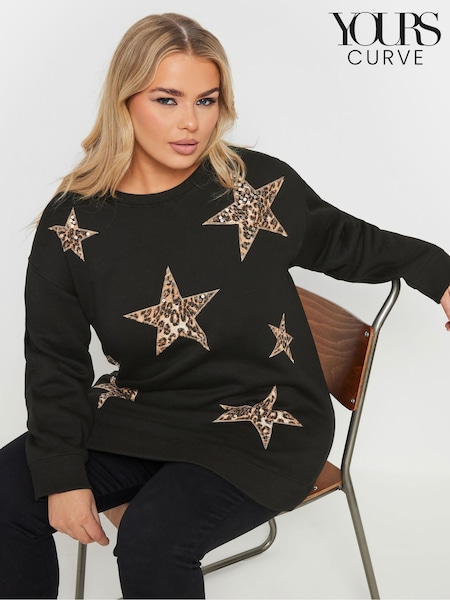 Yours Curve Black Animal Star Sweatshirt (F30336) | £31