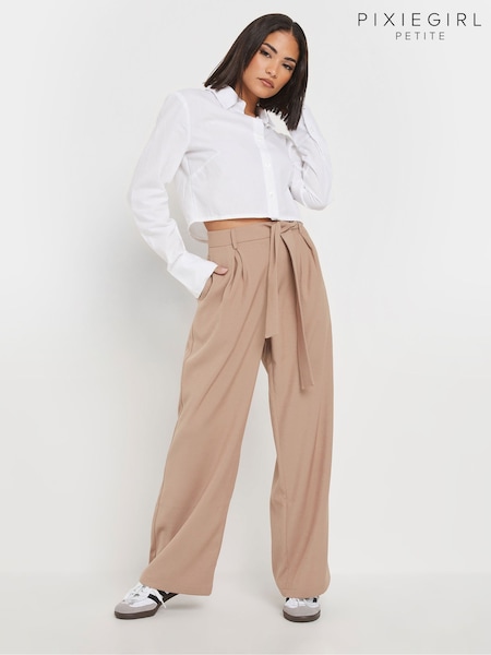 PixieGirl Petite Pink Side Wrap Wide Leg Trousers (F30354) | £39