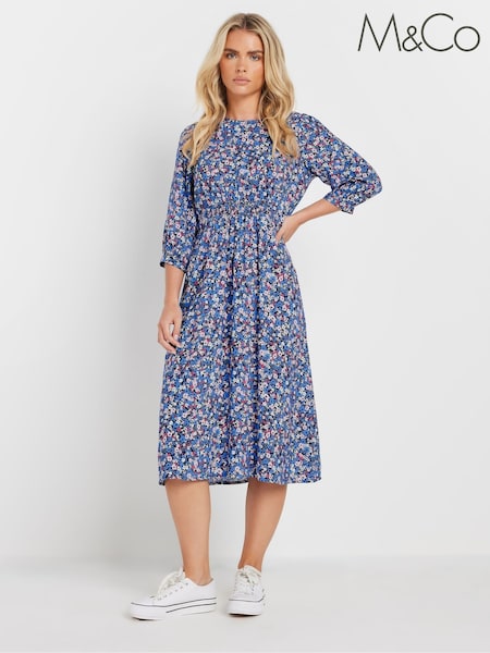 M&Co Blue Petite Midi Dress (F30372) | £39