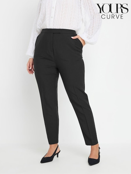 Yours Curve Black Pull On Elastic Back Trousers (F30396) | £29