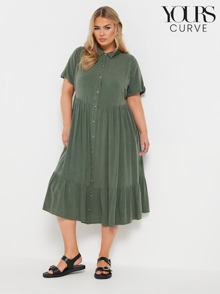 Yours Curve Green Chambray Shirt Dress (F30412) | £37