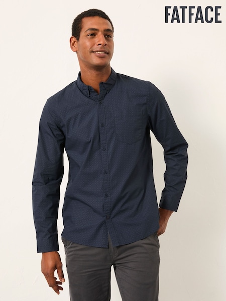 FatFace Navy Long Sleeve Geo Print Shirt (F30452) | £55