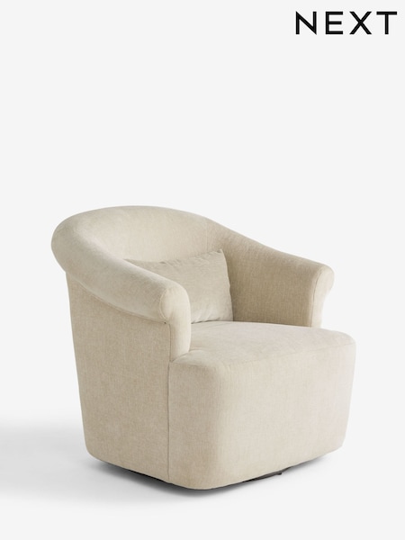 Cotswold Chenille Light Natural Esme Swivel Accent Chair (F30472) | £399