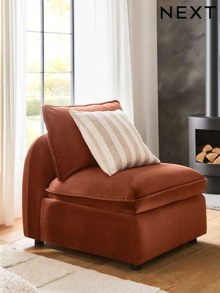 Soft Velvet Rust Brown Crosby Modular Centre Piece Sofa (F30480) | £399