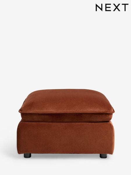 Soft Velvet Rust Brown Crosby Modular Footstool (F30483) | £275