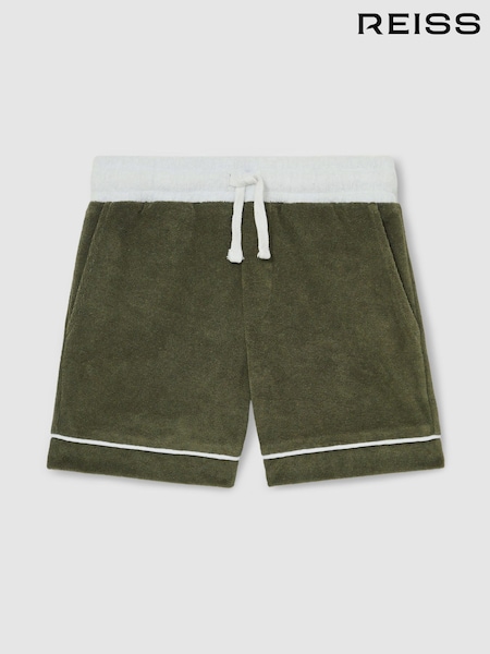 Reiss Green Multi Selvio 13-14 yrs Velour Colour-Block Shorts (F30552) | £40