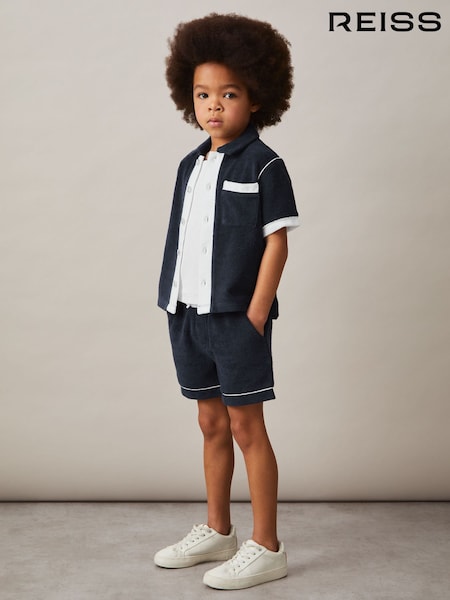 Reiss Blue Multi Selvio 3-9 yrs Velour Colour-Block Shorts (F30560) | £34