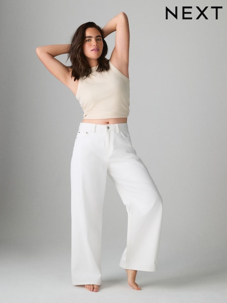 White 100% Cotton Hourglass Wide Leg Jeans (F30612) | £29